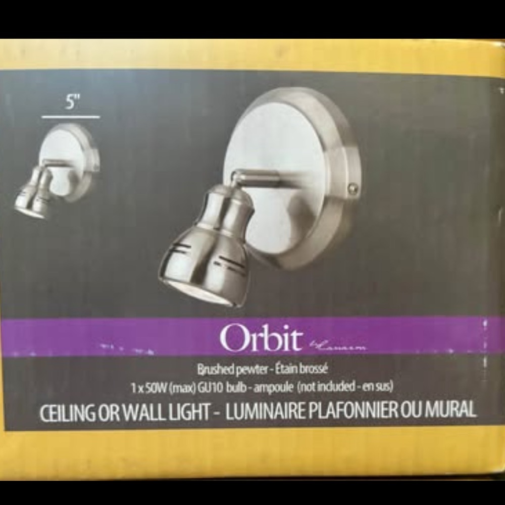 Orbit Brushed Pewter Ceiling or Wall Light - Brand New